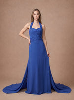 Robe de mariée bleu roi en satin plissé — Modèle — face