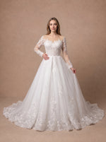 Robe de mariée champêtre à manches longues en dentelle — Modèle — face