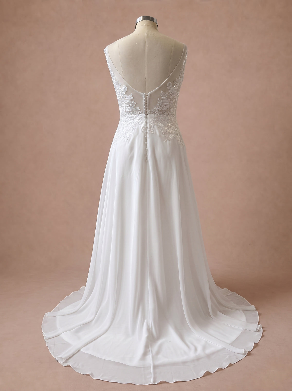 Robe de mariée dos nu simple en dentelle — Mannequin — dos entier