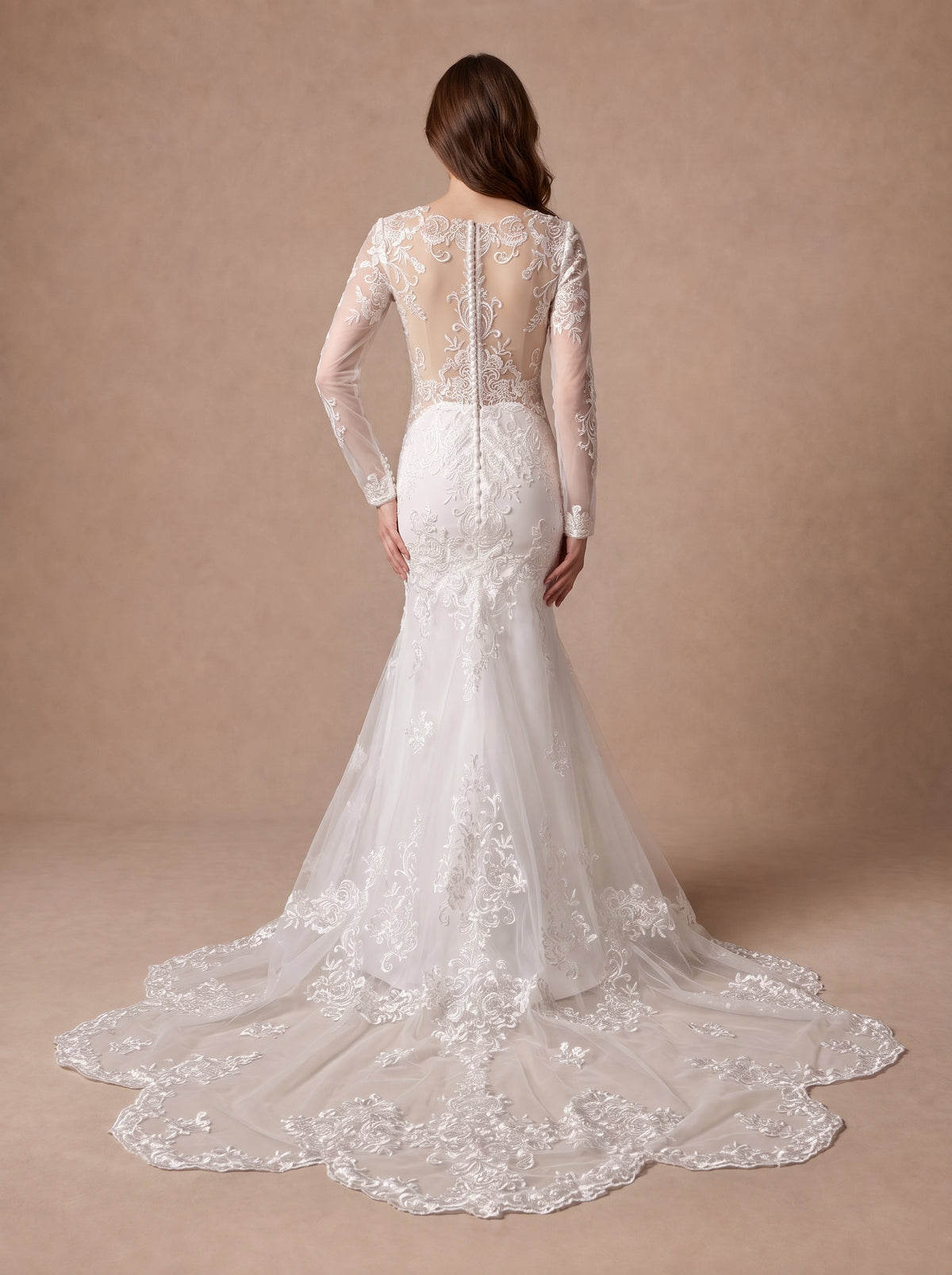 Robe de mariée espagnole sirène en dentelle — Modèle — dos