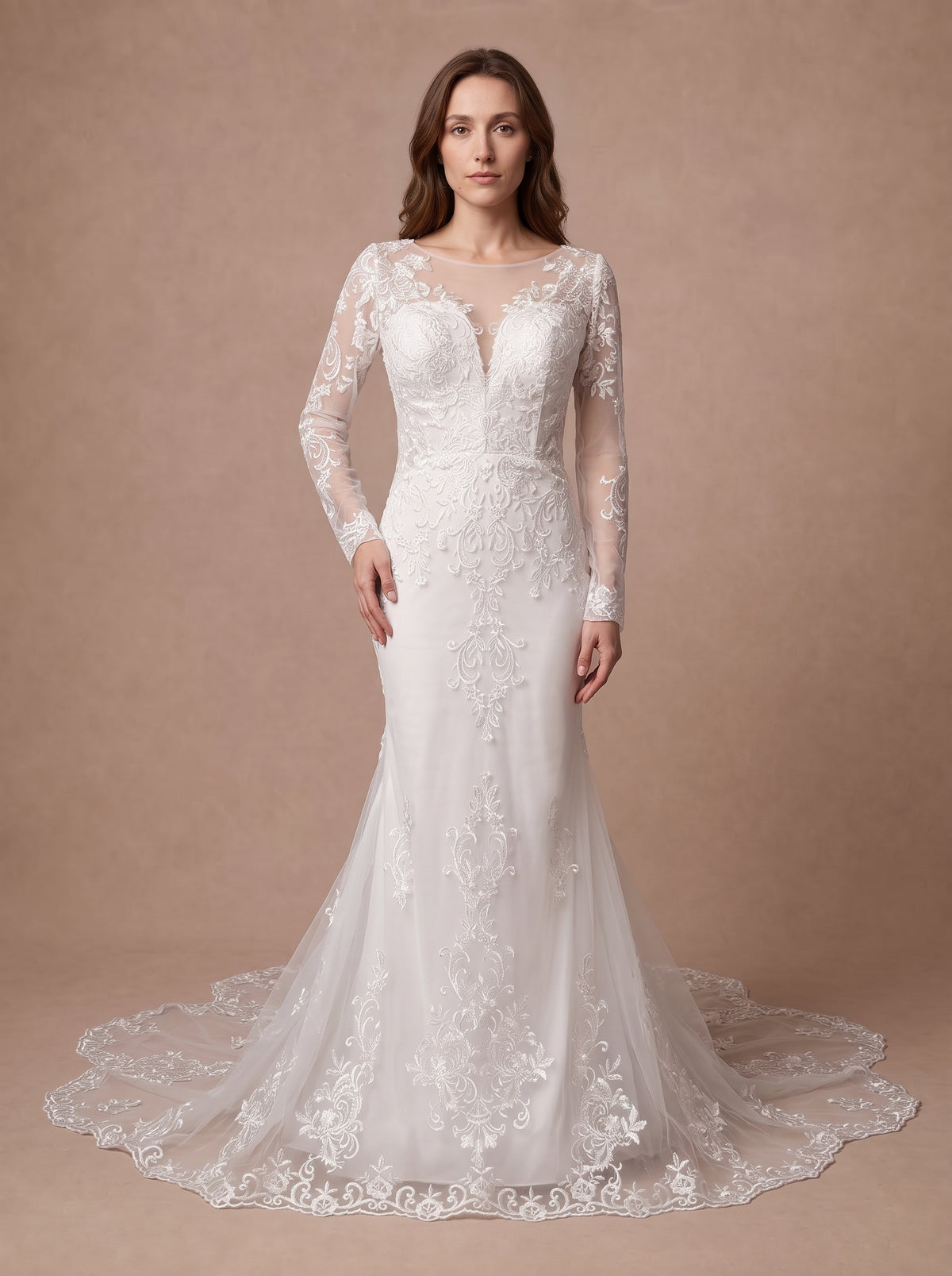 Robe de mariée espagnole sirène en dentelle — Modèle — face