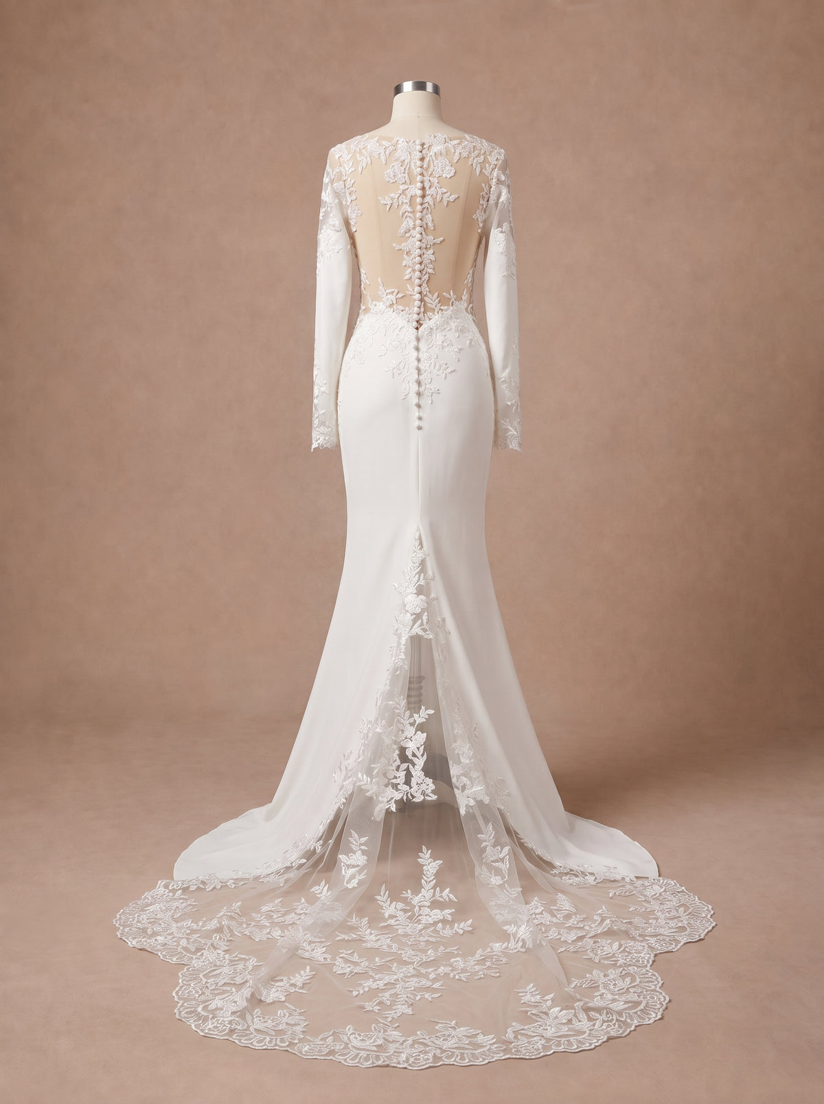 Robe de mariée Forme Sirène Trompette — Mannequin — dos entier