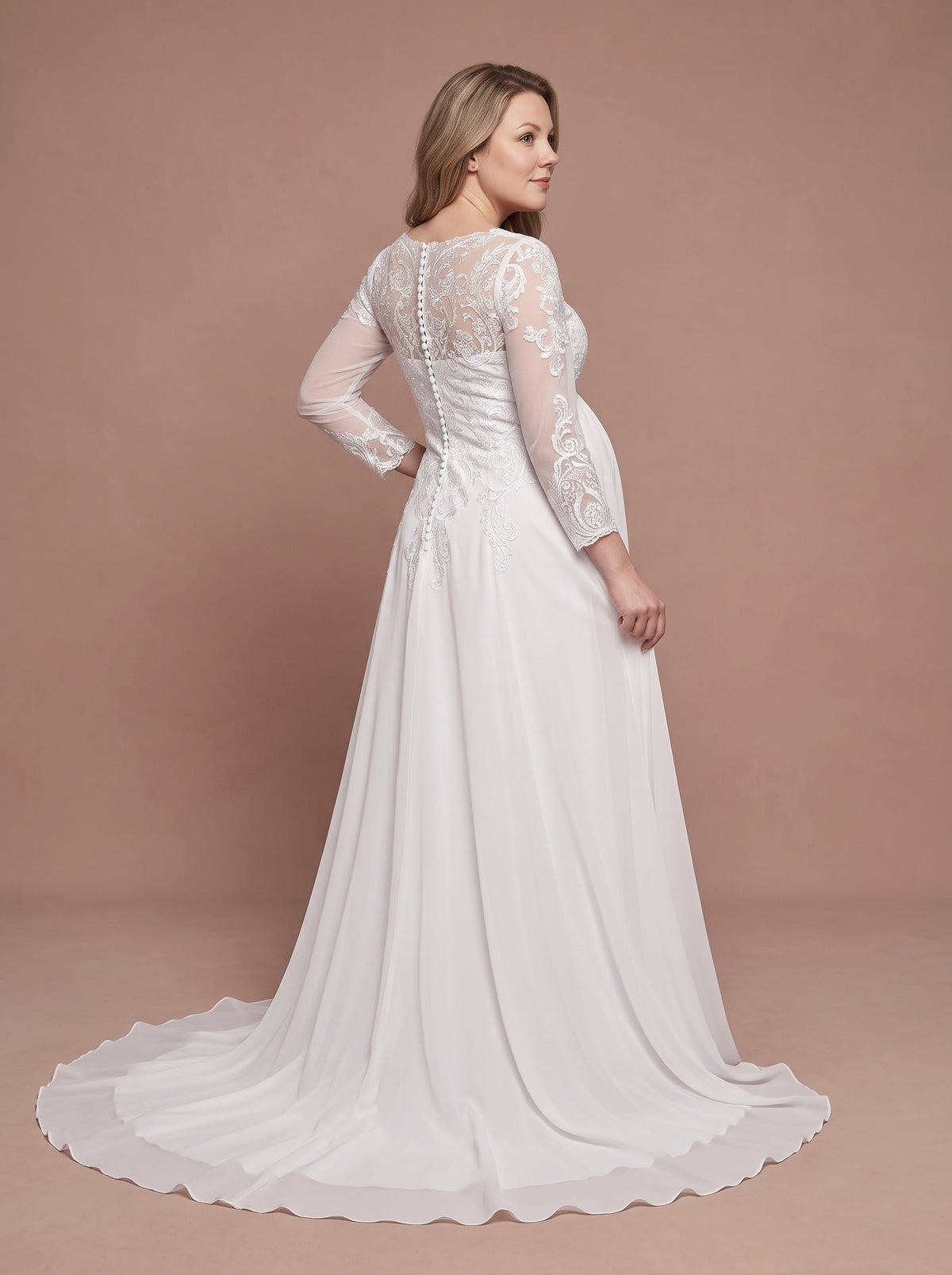 Robe de mariée bohème grossesse à manches 3/4 — Modèle — dos