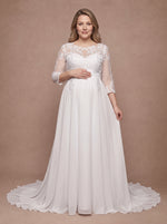 Robe de mariée bohème grossesse à manches 3/4 — Modèle — face