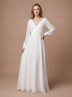 Robe de mariée moderne et chic à manches longues — Modèle — face