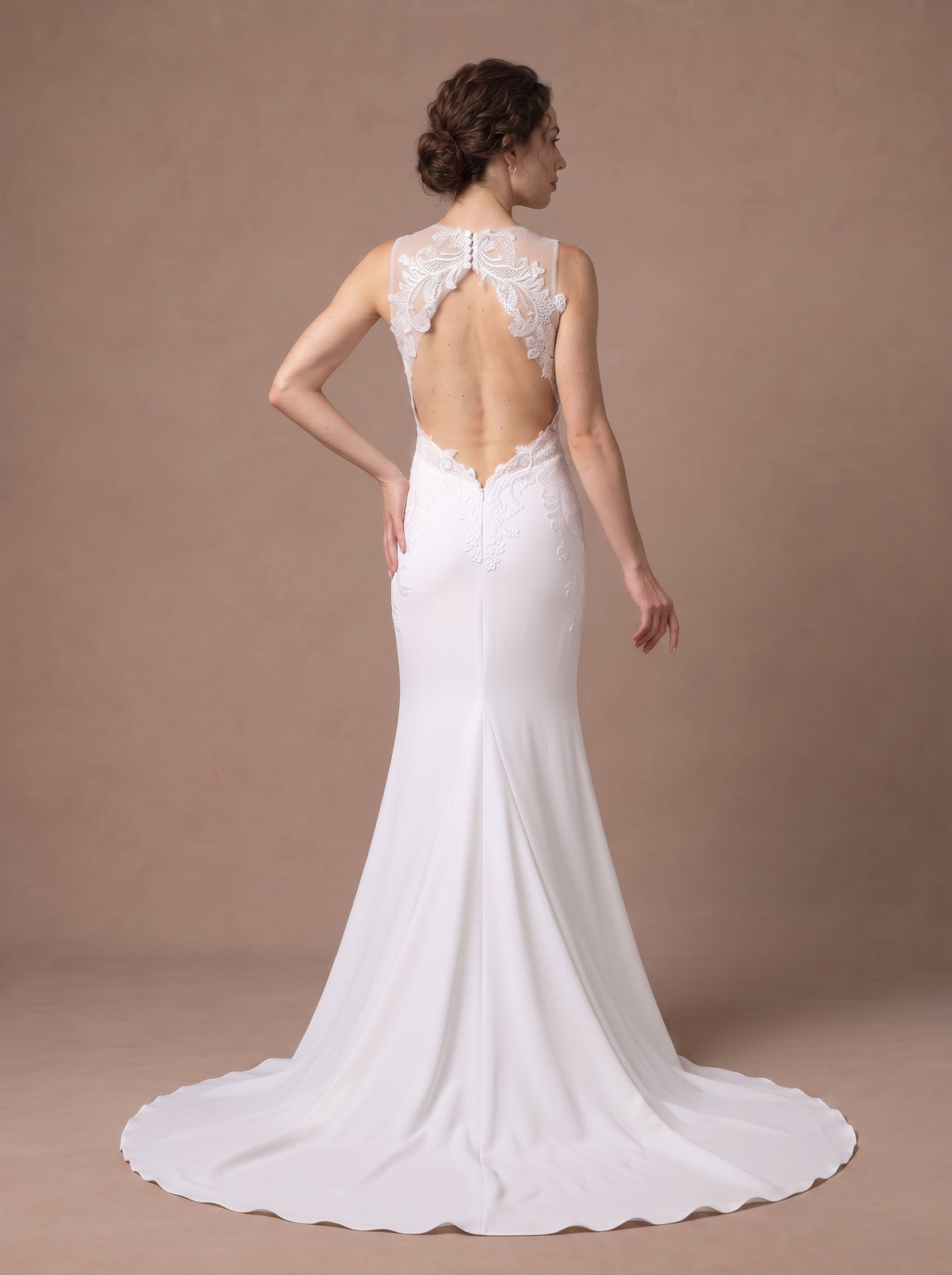 Robe de mariée moulante dos nu en dentelle — Modèle — dos