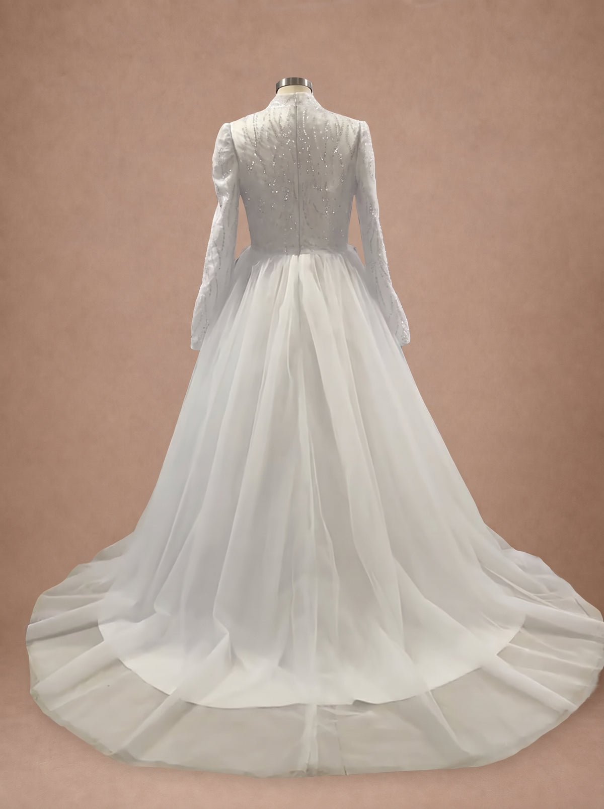 Robe de mariée princesse à col montant ornée de strass — Mannequin — dos entier