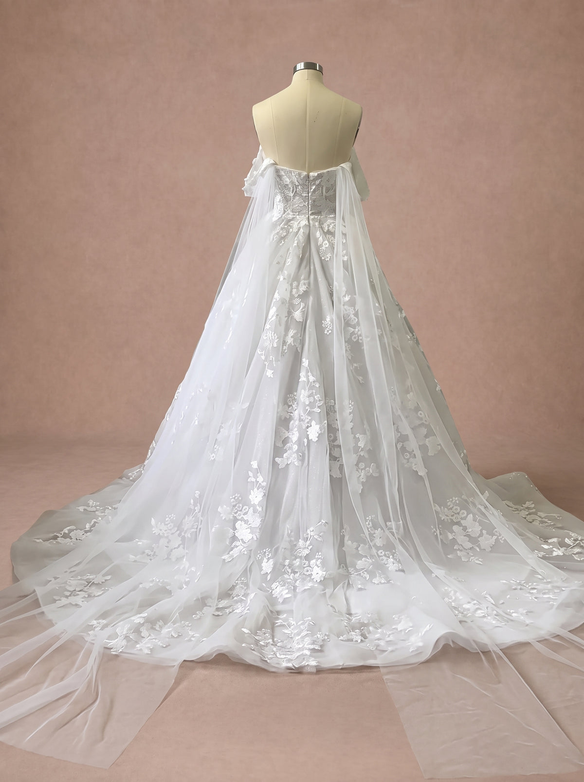 Robe de mariée princesse sexy à bustier en dentelle — Mannequin — dos entier
