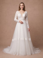 Robe de mariée romantique champêtre en tulle et dentelle — Modèle — face