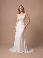 Robe de mariée Sirène chic à dos nu en dentelle — Modèle — face