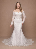 Robe de mariée sirène femme ronde à manches longues — Modèle — face