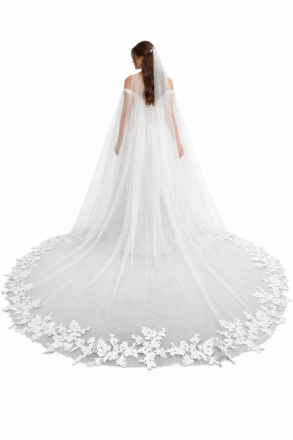 Voile de mariée long en dentelle